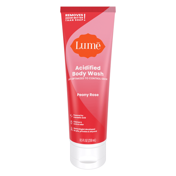 Lume Peony Rose Acidified Body Wash – 8.5 fl oz, Mandelic Acid Formula for Sensitive Skin