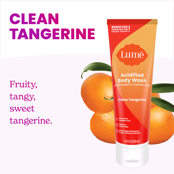 Lume Clean Tangerine Acidified Body Wash – 8.5 fl oz, Mandelic Acid Formula for Sensitive Skin
